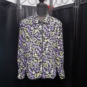 Bora Bora Women's Patterned Shirt in Purple and Cream Button Up Sycadelic 14